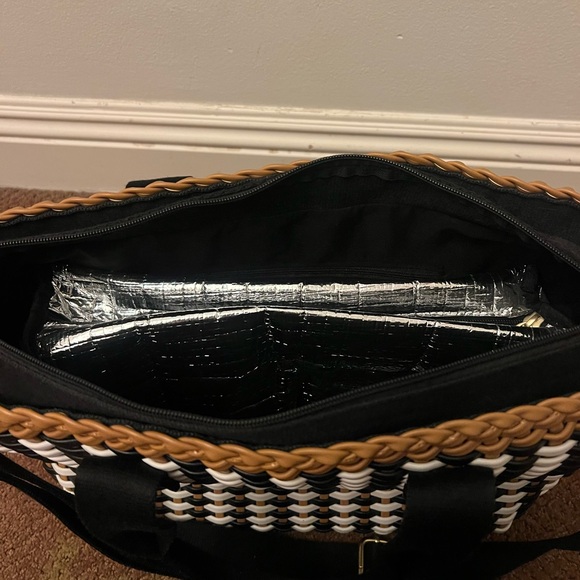 L*Space Anthropologie Black/White/Tan Woven Tote - Picture 3 of 4